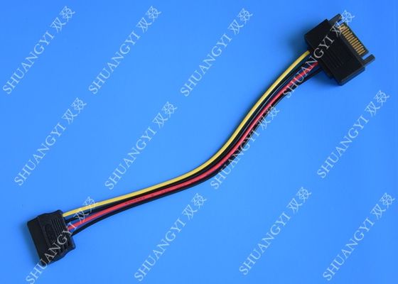 China Varón al cable de datos del Pin SATA de la hembra 15, tipo delgado del cable de extensión del poder de SATA IDC 8 pulgadas proveedor